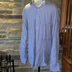 Chaps Performance men’s dress shirt size large. Purple and blue checkered print